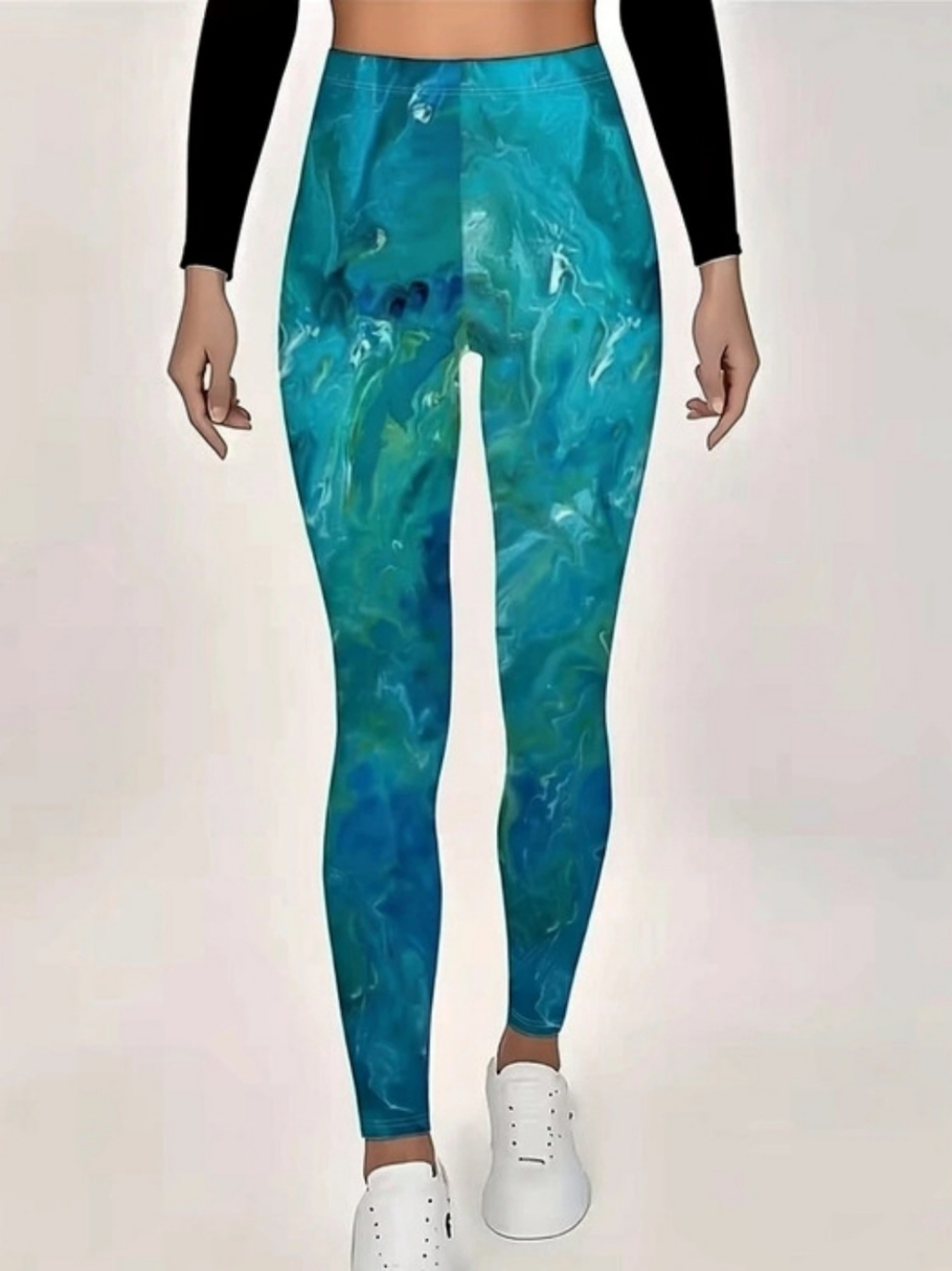 Abstract Blue & Green Leggings Like New.